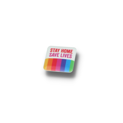 STAY HOME BUTTON BADGE – 25MM SQUARE
