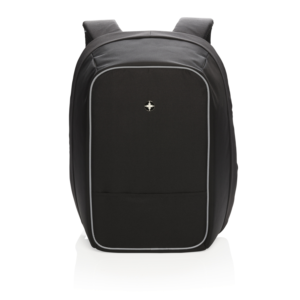 Metalen lijn Bounty steenkool Swiss Peak anti-theft 15.6” laptop backpack | Magellan Creative Branding  Solutions